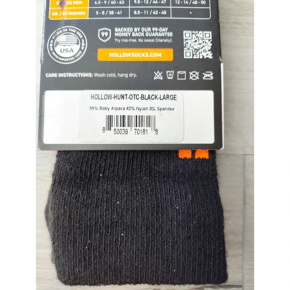 Hollow Performance Alpaca Hunt Socks Black‎ Over The Calf Large New With Tags